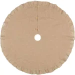 VHC Brands 48 in. Jute Burlap Natural Tan Rustic Holiday Tree Skirt with Flannel Lining thumbnail 1