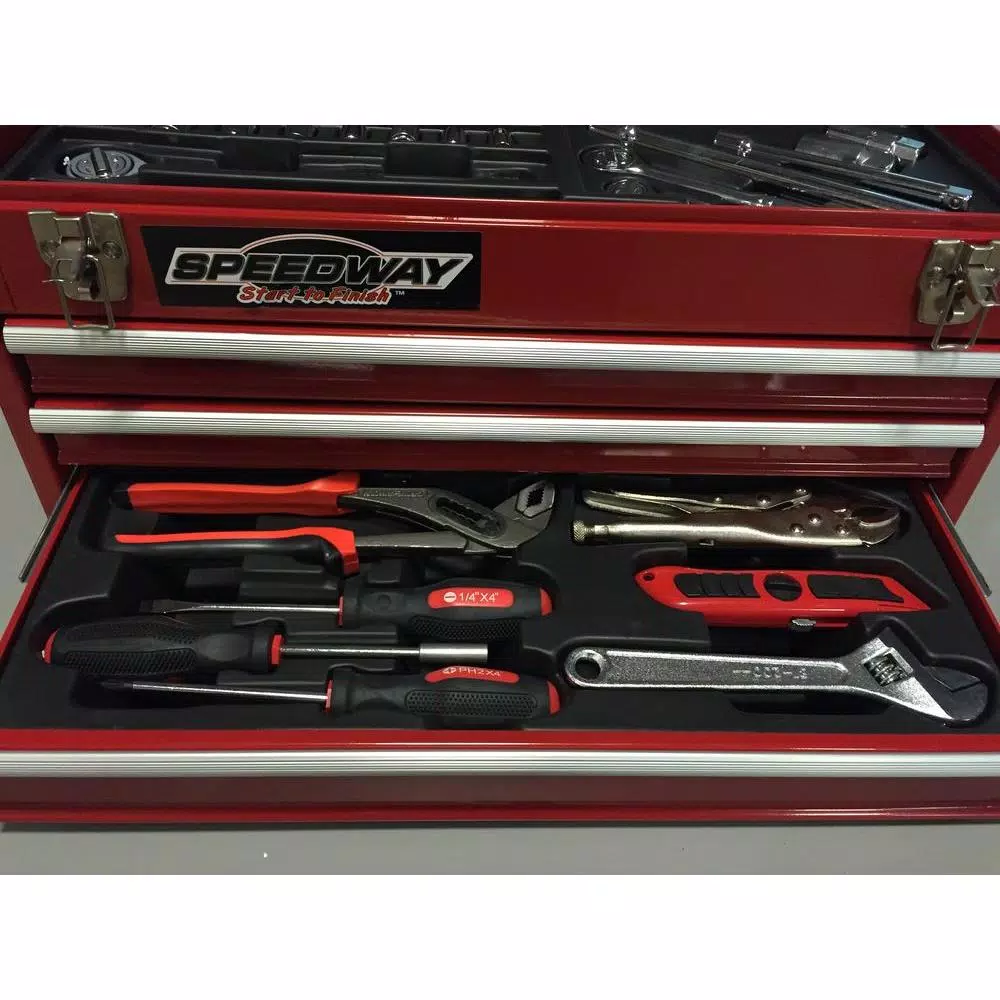 SPEEDWAY 24 in. 3-Drawer Steel Tool Chest with 118-Piece Bonus Tool Set