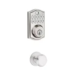 Kwikset SmartCode Satin Nickel Single Cylinder Electronic Deadbolt with SmartKey Security and Juno Passage Knob thumbnail 1