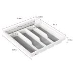 Lavish Home 5-Compartment White Silverware Drawer Organizer with Non-Slip Rubber Liner thumbnail 2
