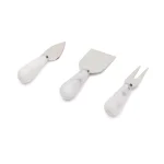 Fox Run White Marble and Stainless Steel Cheese Knife Set of 3 - Knife, Fork, and Spreader thumbnail 2