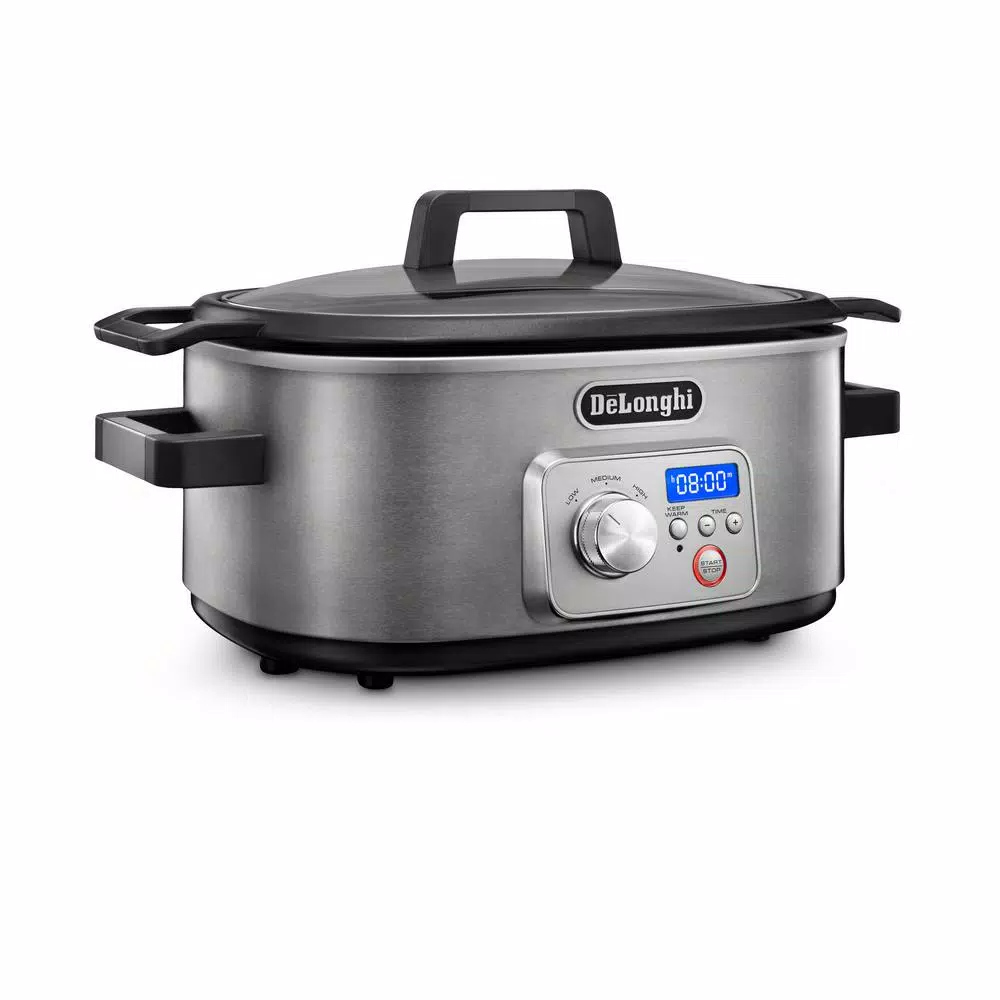 DeLonghi Livenza 6 Qt. Programmable Slow Cooker with Stovetop-Safe Pot, Stainless Steel
