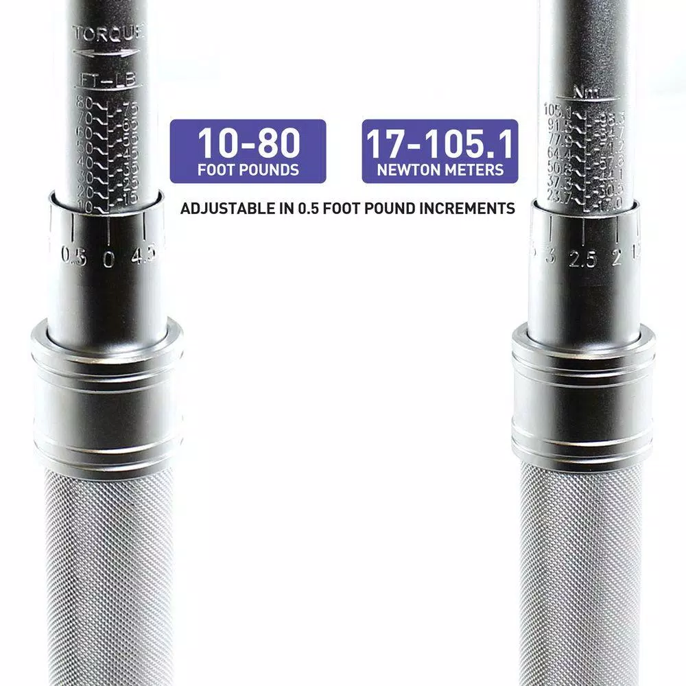 Capri Tools 3/8 in. Drive Industrial Torque Wrench, 15-75 ft. lbs. Range, All-Steel Construction