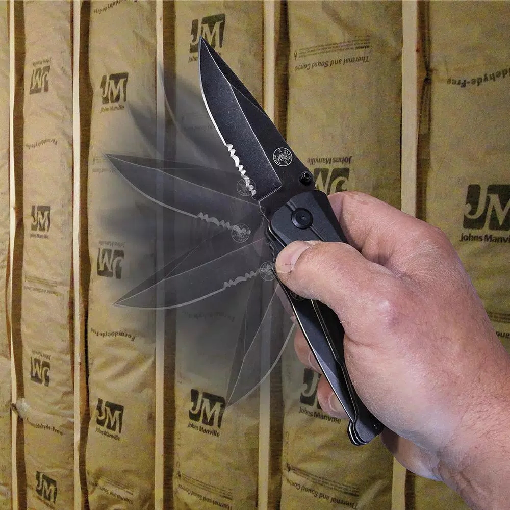Klein Tools Klein Spring-Assisted Opening Folding Pocket Knife with 440C Stainless Steel Drop Point Blade
