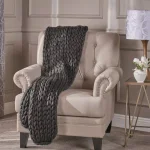 Noble House Marnie Dark Grey Acrylic Throw Blanket, Modern Solid Pattern thumbnail 5