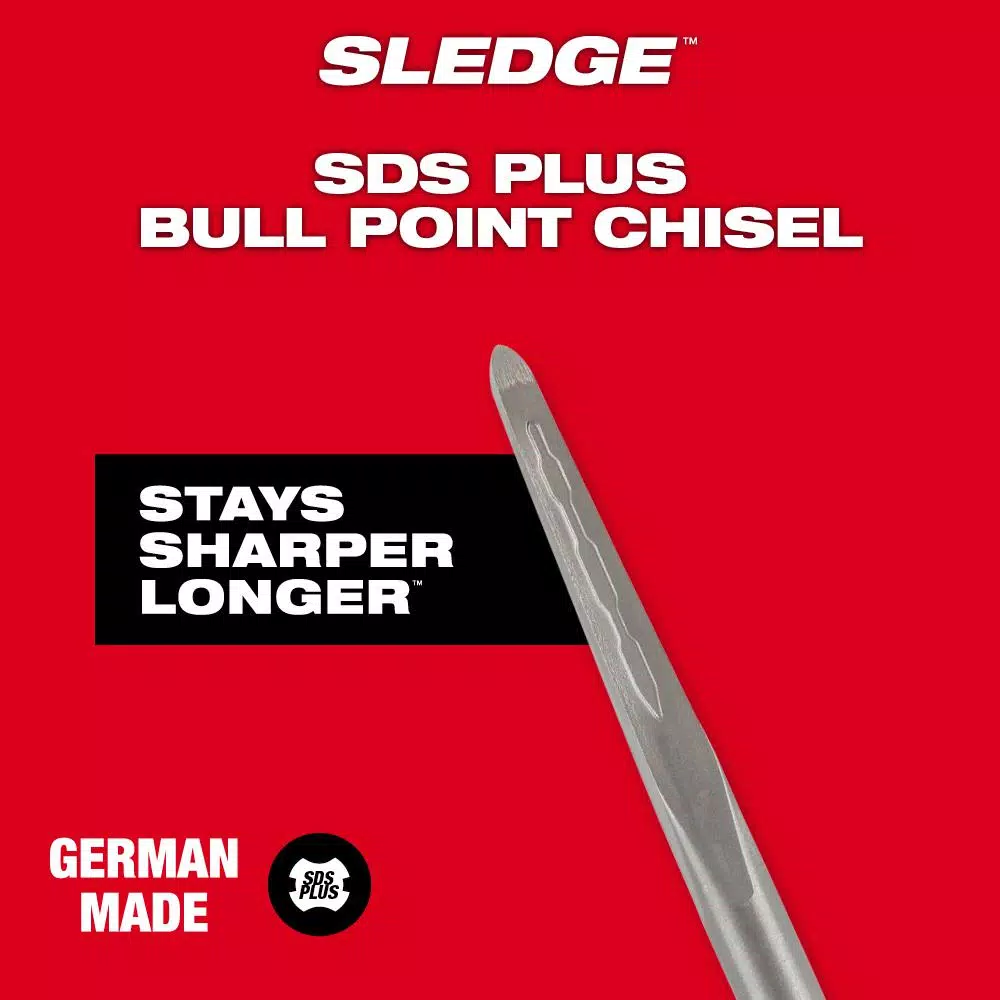 Milwaukee SLEDGE 10 in. SDS-Plus Bull Point Chisel for Concrete Demolition