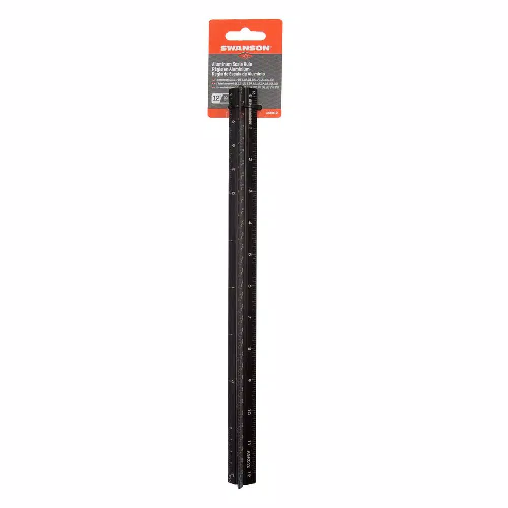 Swanson 12 in. Aluminum Scale Ruler, 3-Sided Precision Measuring Tool
