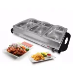 NutriChef 3-Burner 15 in. Stainless Steel Buffet Server and Hot Plate Food Warming Tray thumbnail 2