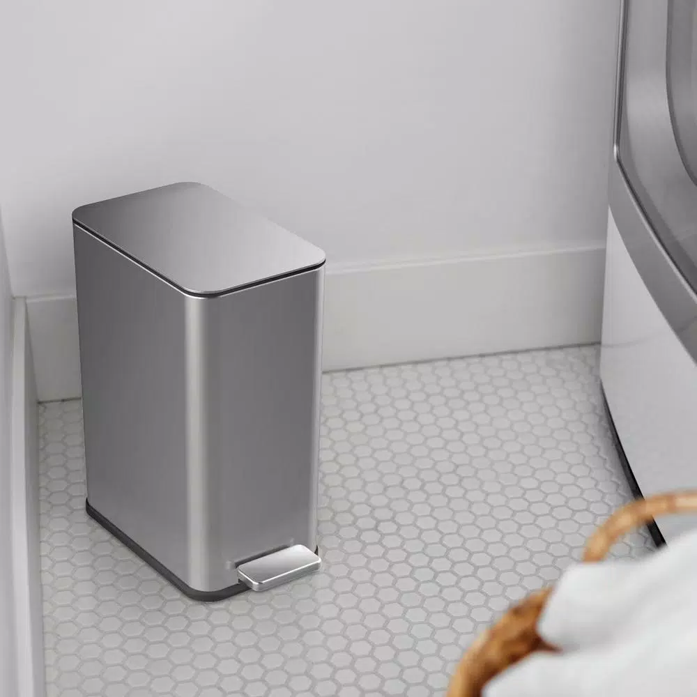 StyleWell 2.6 Gal. Stainless Steel Slim Step On Trash Can with Removable Liner