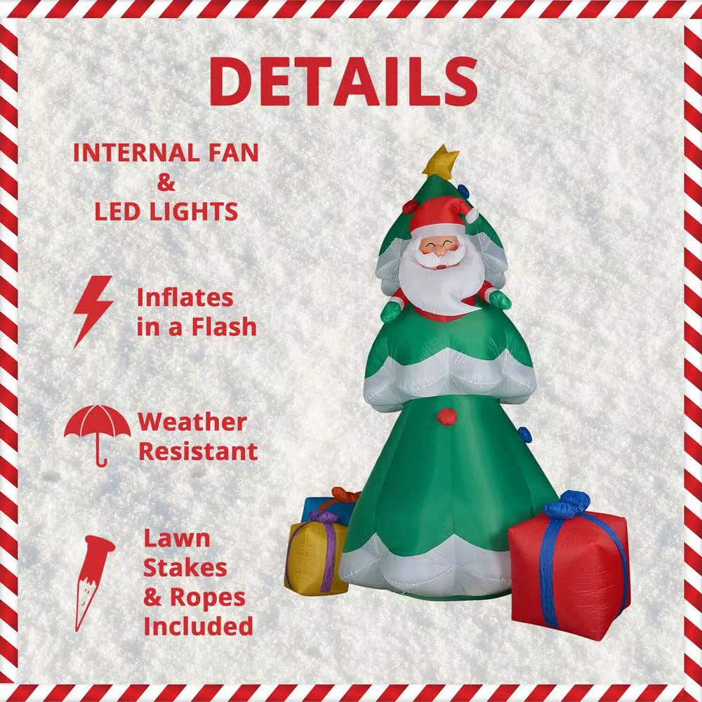 Fraser Hill Farm 20 ft. Christmas Tree Inflatable with Santa and Gifts, Pre-lit Outdoor Holiday Decoration