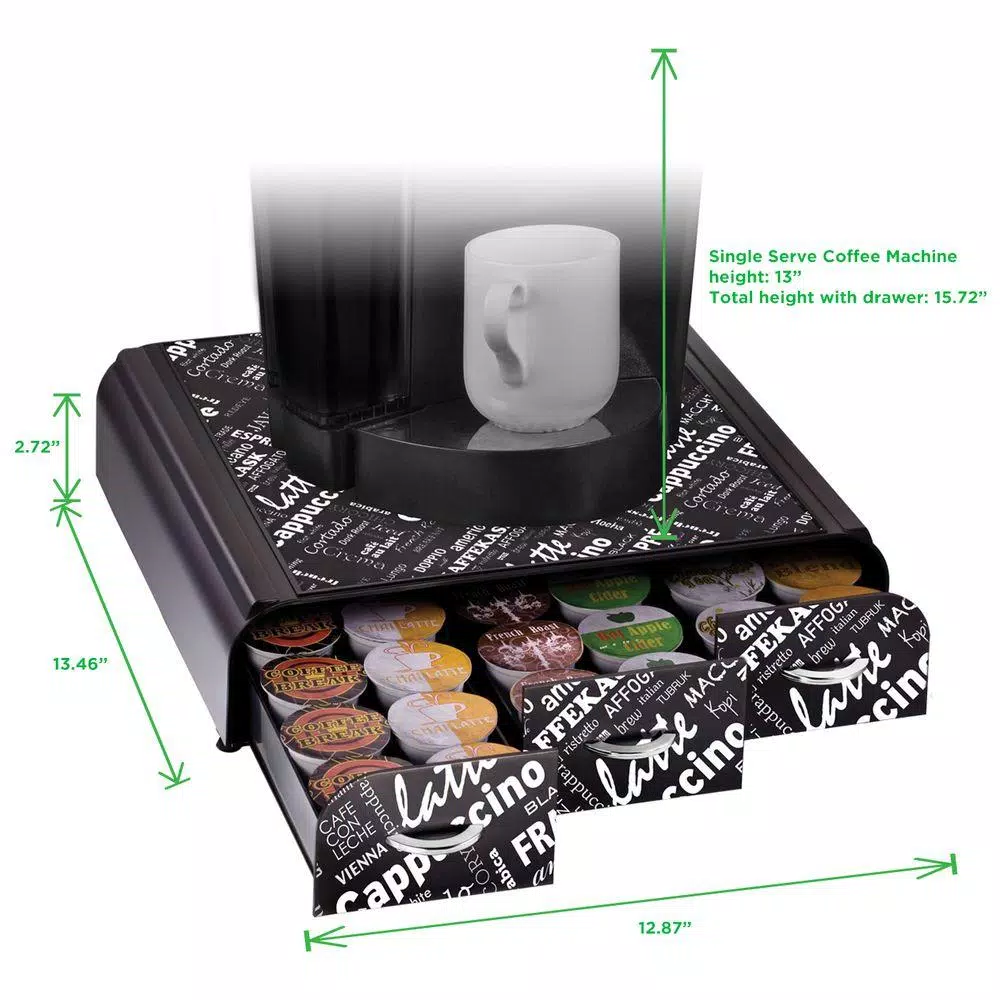Mind Reader Anchor 36-Capacity Black Coffee Pod Storage Drawer for K-Cup and Single Serve Machines