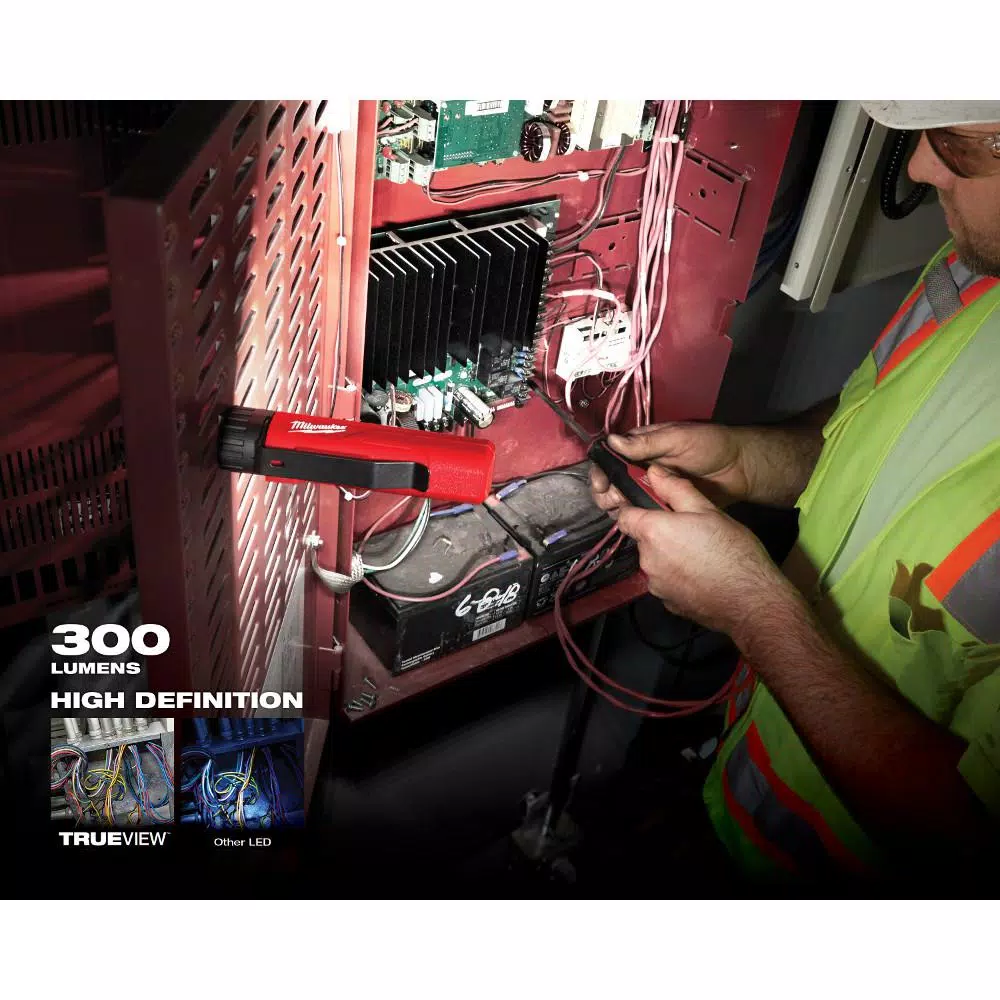 Milwaukee ROVER 300 Lumen LED Magnetic Flood Light, High Definition TRUEVIEW Output, Red
