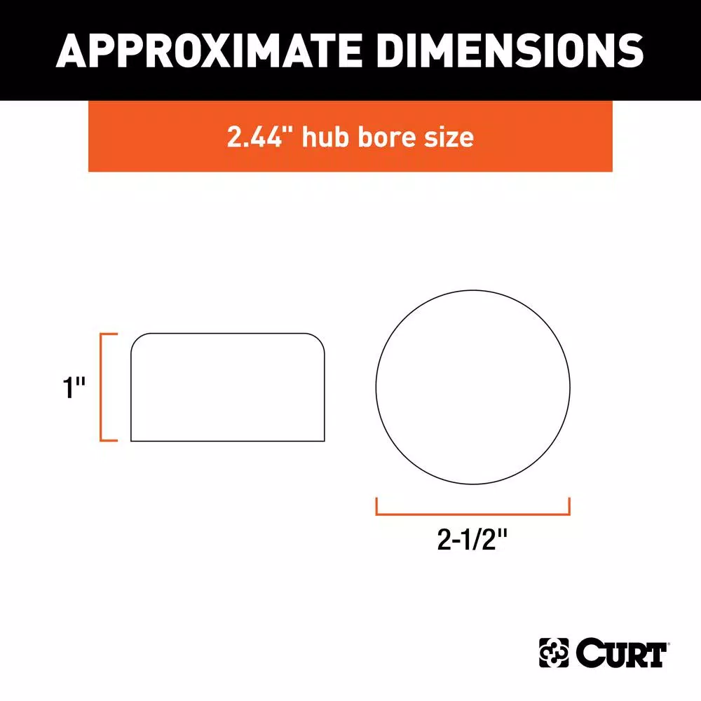 CURT 2.44" Bearing Protector Dust Covers, Gray Plastic (2-Pack)
