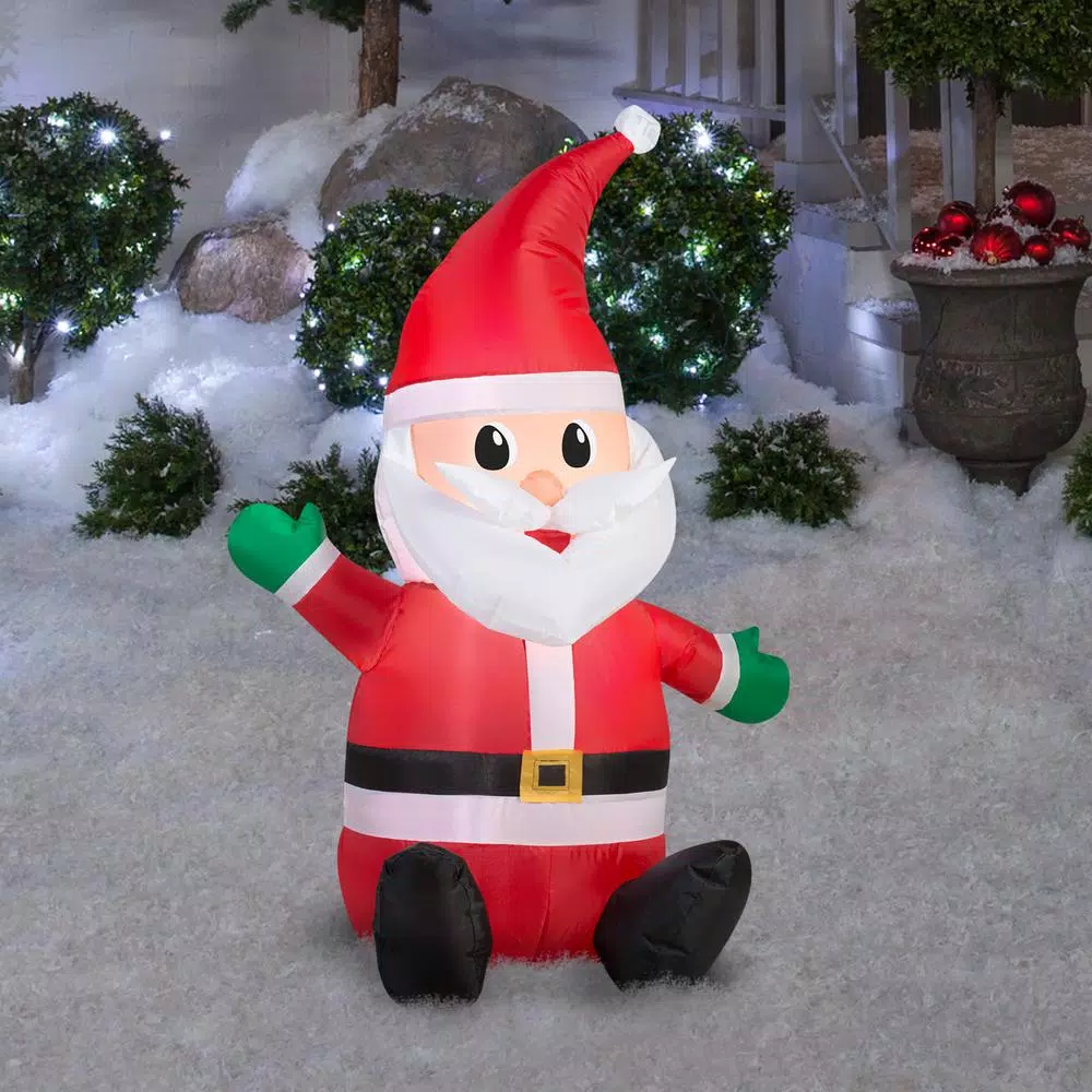 Unbranded 3.5 ft. Seated Santa Claus Inflatable Holiday Outdoor Decor with LED Lights