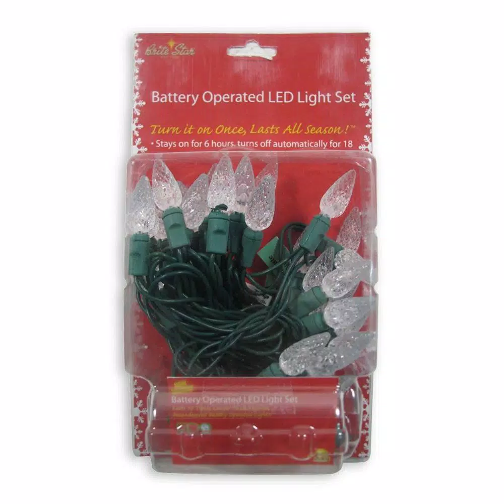 Brite Star 35-Light Warm White C6 LED Battery-Operated String Lights (Set of 2)