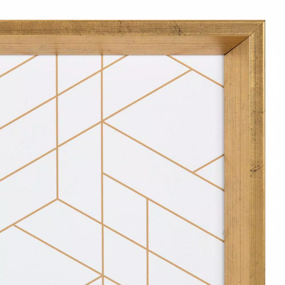 Kate and Laurel Calter Gold Geo Magnetic Memo Board - Gold and White Geometric Patterned Wall Organizer