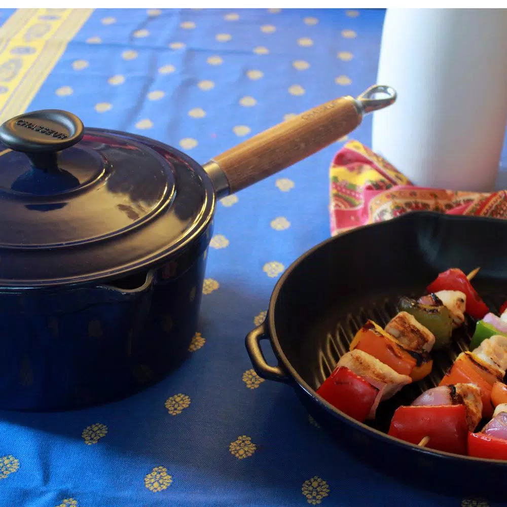 Chasseur 2.5 qt. Enameled Cast Iron Sauce Pan with Lid, Red