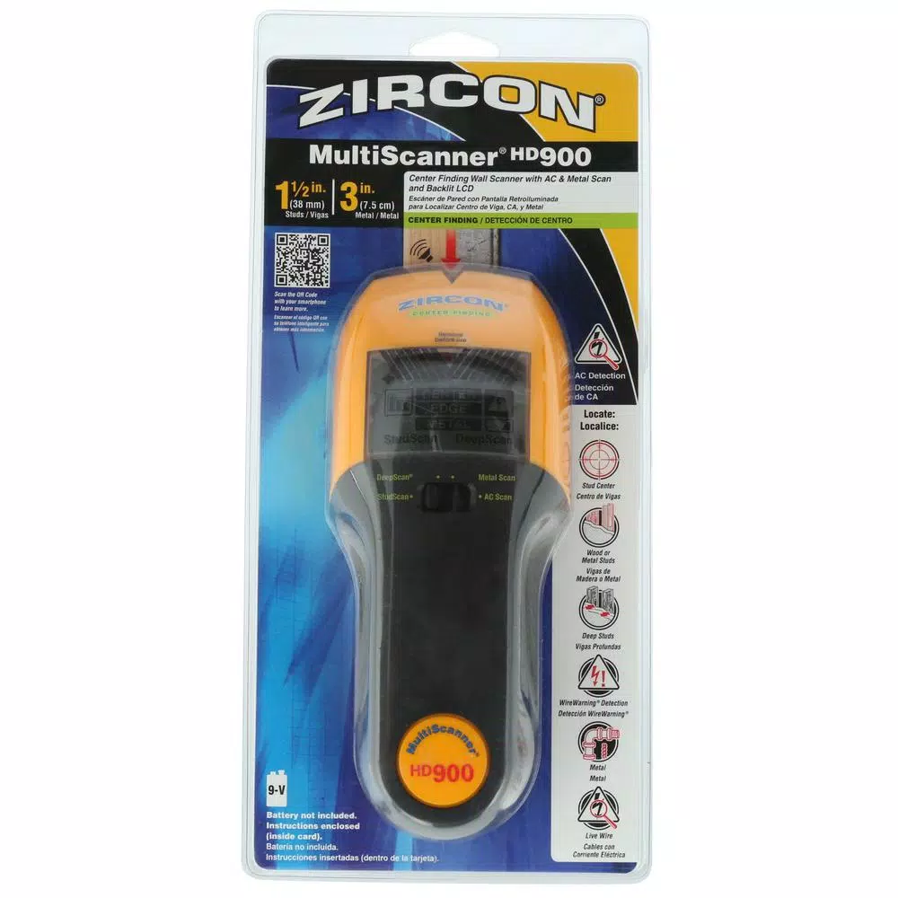 Zircon MultiScanner HD900 1-Step Multi-Function Wall Scanner & Stud Finder