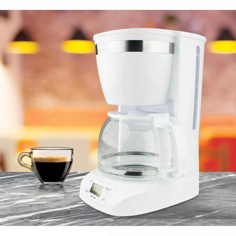 Brentwood Appliances Brentwood 10-Cup White Digital Drip Coffee Maker with Programmable Timer
