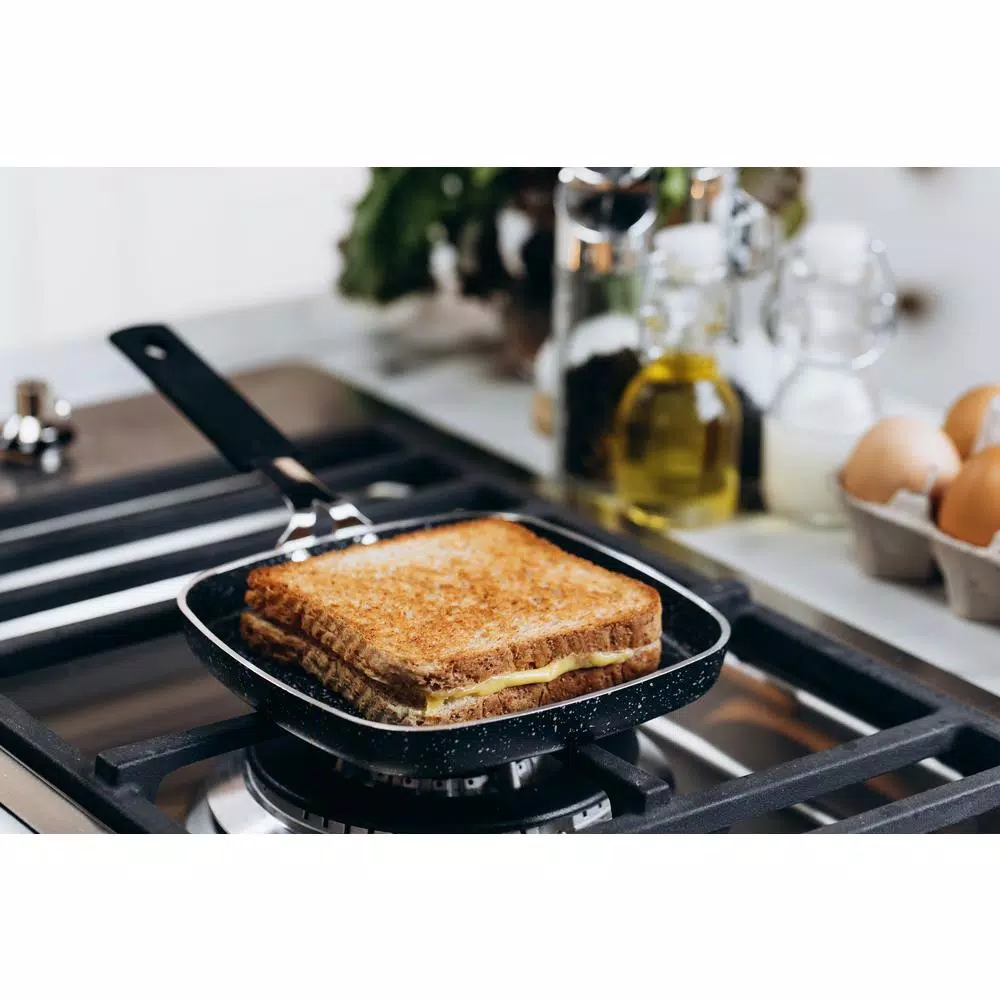 GRANITESTONE StackMaster 5-Piece Aluminum Non-Stick Diamond Infused Mini Cookware Set, Charcoal