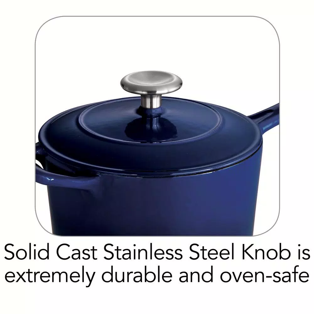 Tramontina 2.5 Qt. Enameled Cast Iron Sauce Pan with Lid, Gradated Cobalt Blue