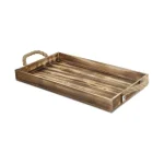 Cheungs Natural Wood Rectangular Decorative Tray with Rope Side Handles - Farmhouse Style thumbnail 4