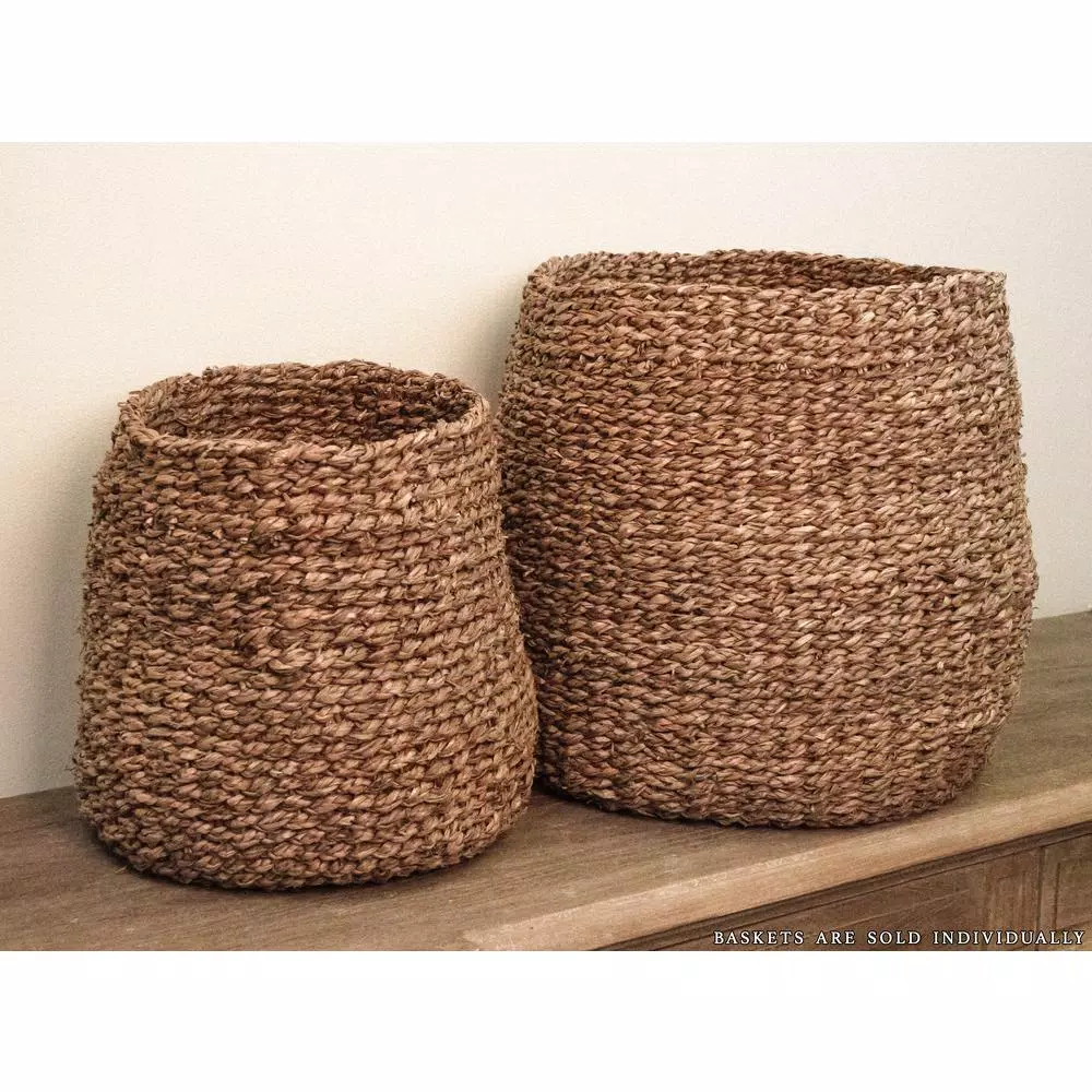 Zentique Hand Woven Seagrass Concave Decorative Basket, Medium, Brown