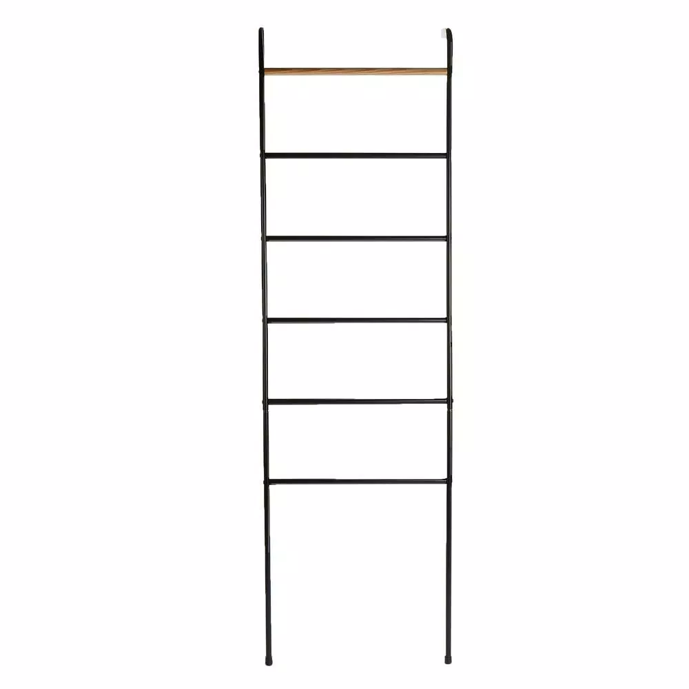 Mind Reader 6-Bar Freestanding Towel Rack, Black Metal Bathroom Towel Stand