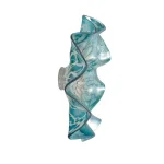 LITTON LANE Wavy Aquamarine and Gray Glass Wall Plate - Scalloped Decorative Wall Decor thumbnail 2