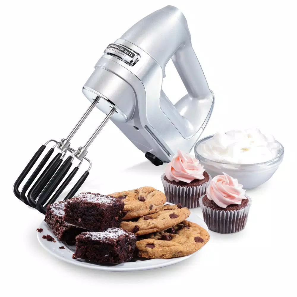 Hamilton Beach Professional 7-Speed Electric Hand Mixer with SoftScrape Beaters and Storage Case, Silver