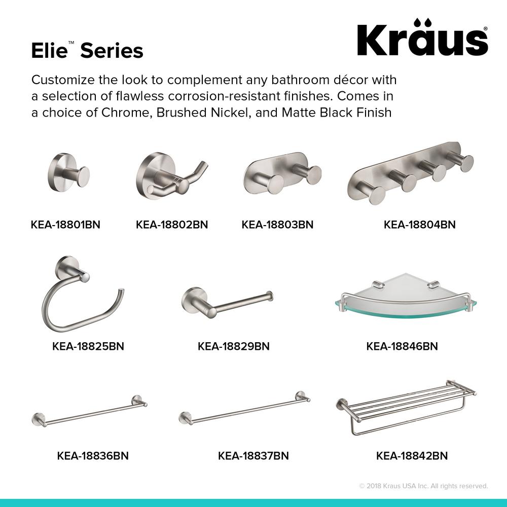 Kraus Elie Brushed Nickel Towel Ring - Solid Brass Hand Towel Holder