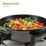 Ovente 12-Inch Electric Skillet, 1400W Non-Stick Aluminum Pan with Tempered Glass Lid thumbnail 7