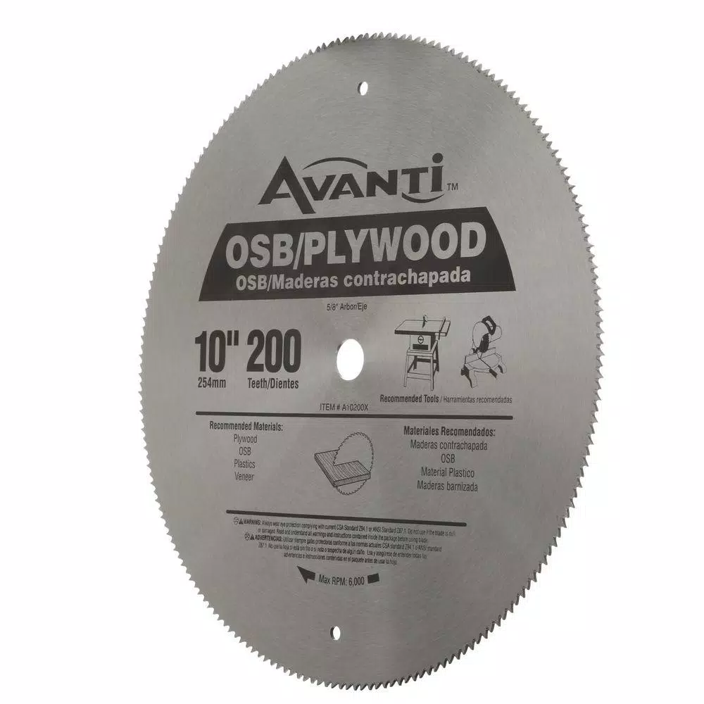 Avanti 10 in. 200-Teeth OSB, Plywood, and Plastic Saw Blade