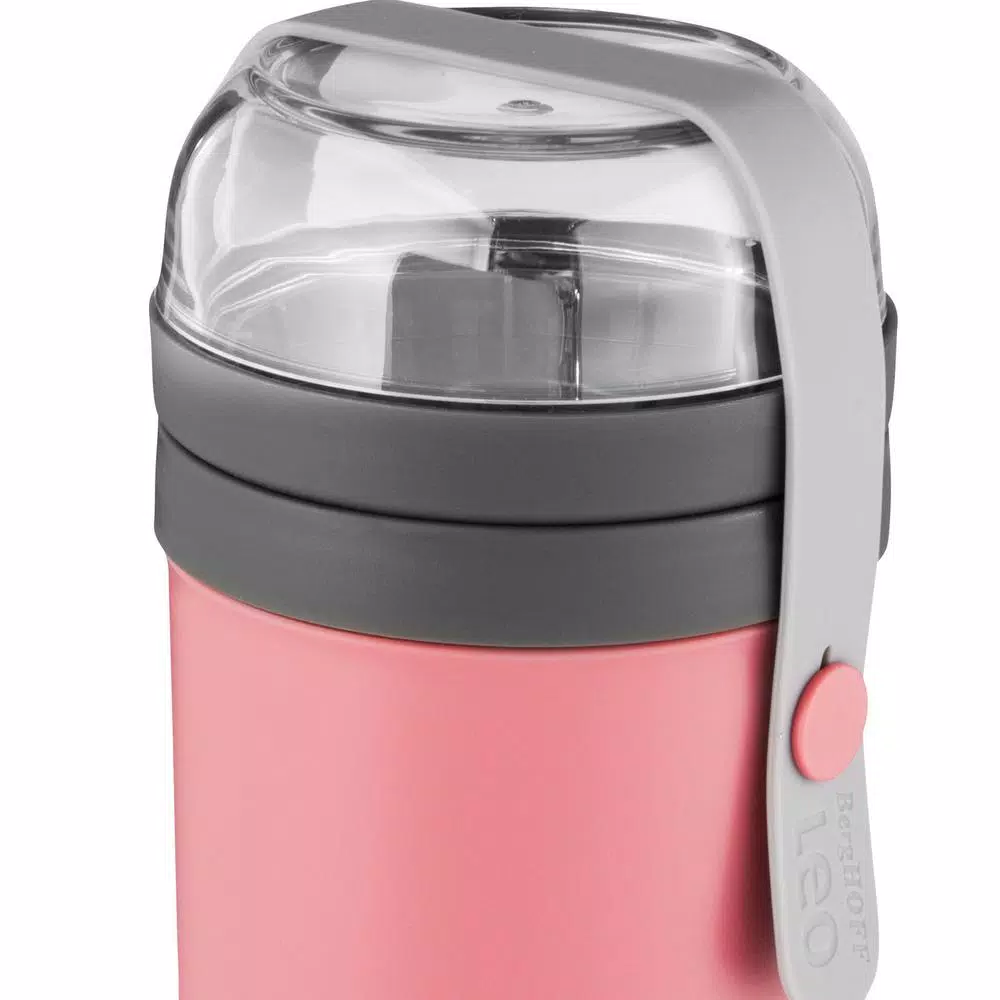BergHOFF Leo Lunch Pot Dual Container Food Storage Lunch Box, 22 oz, Pink