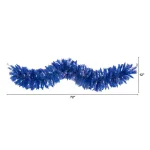 Nearly Natural 6 ft. Blue Flocked Artificial Christmas Garland with 50 Warm White LED Lights thumbnail 2