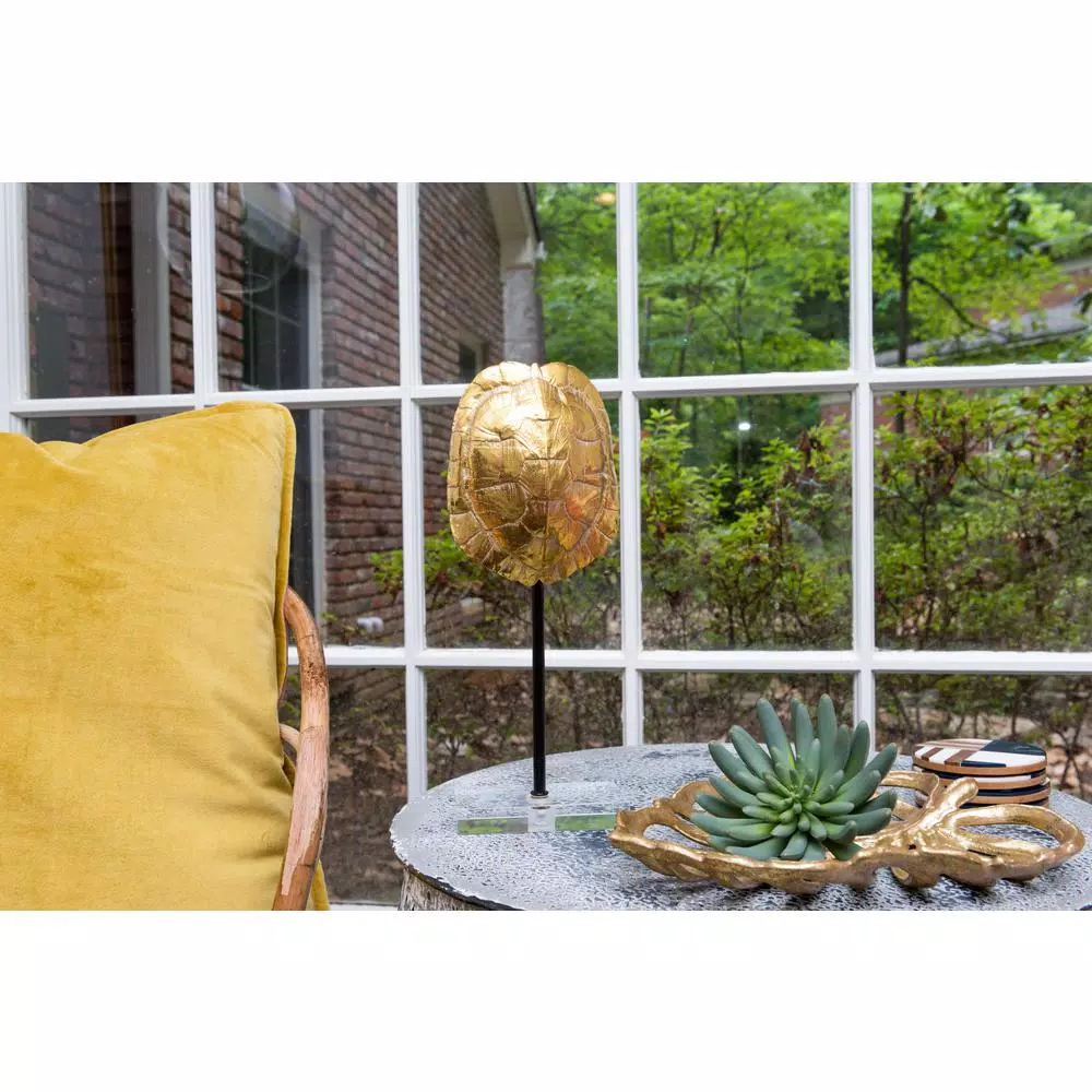 3R Studios Gold Leaf Cast Iron Decorative Tray - Modern Metal Home Decor