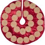 VHC Brands 21 in. Red Memories Glam Christmas Mini Tree Skirt with Gold Trim thumbnail 1