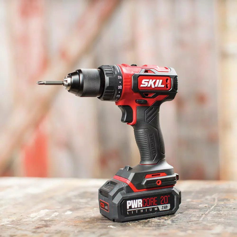 Skil PWRCore 20V Brushless 1/2 in. Cordless Drill Driver Kit with 2.0Ah Battery and PWRJump Charger