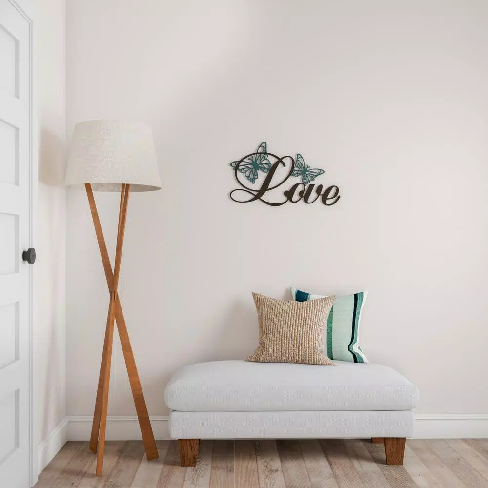 Lavish Home "Love" Metal Cutout Wall Decor Sign with Butterfly Accents