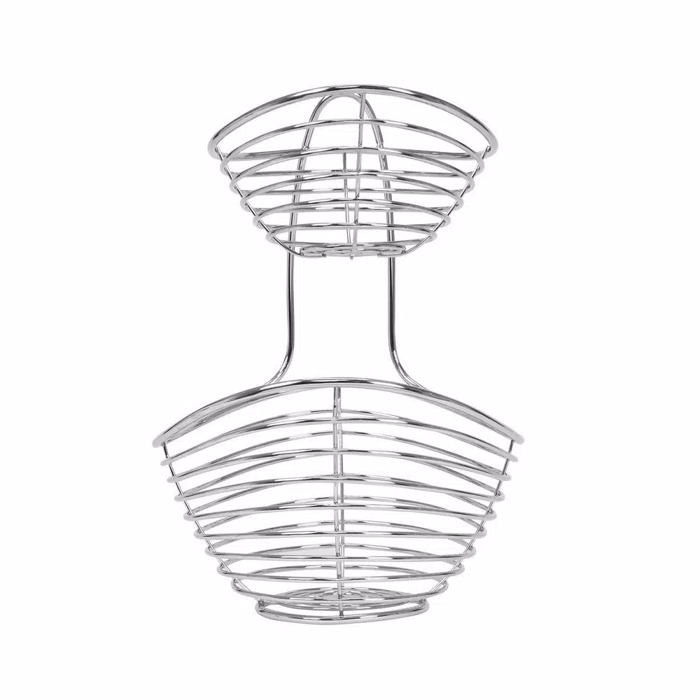 Spectrum Opus Arched 2-Tier Chrome Server Basket, Steel Fruit and Vegetable Organizer