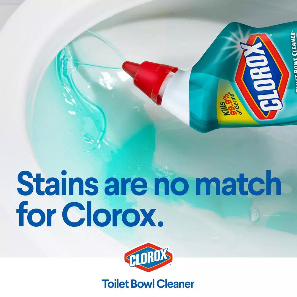 Clorox Toilet Bowl Cleaner Clinging Bleach Gel, Cool Wave Scent, 24 oz (2-Pack)