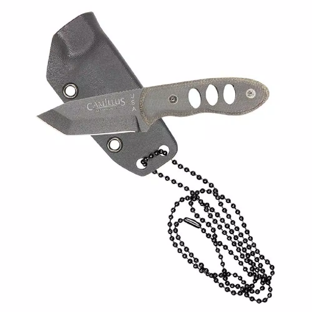 Camillus Choker 5.5 in. Tanto Fixed Blade Knife with Kydex Sheath and Neck Chain