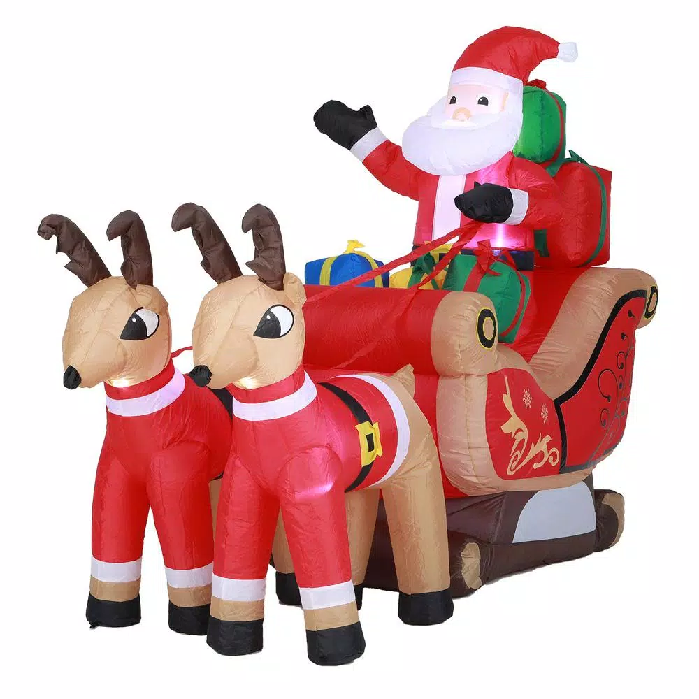 Luxen Home 7 ft. Santa and Sleigh Inflatable with LED Lights
