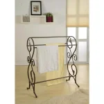 Kings Brand Furniture Antique Bronze 3-Bar Freestanding Towel Rack with Scroll Design thumbnail 1
