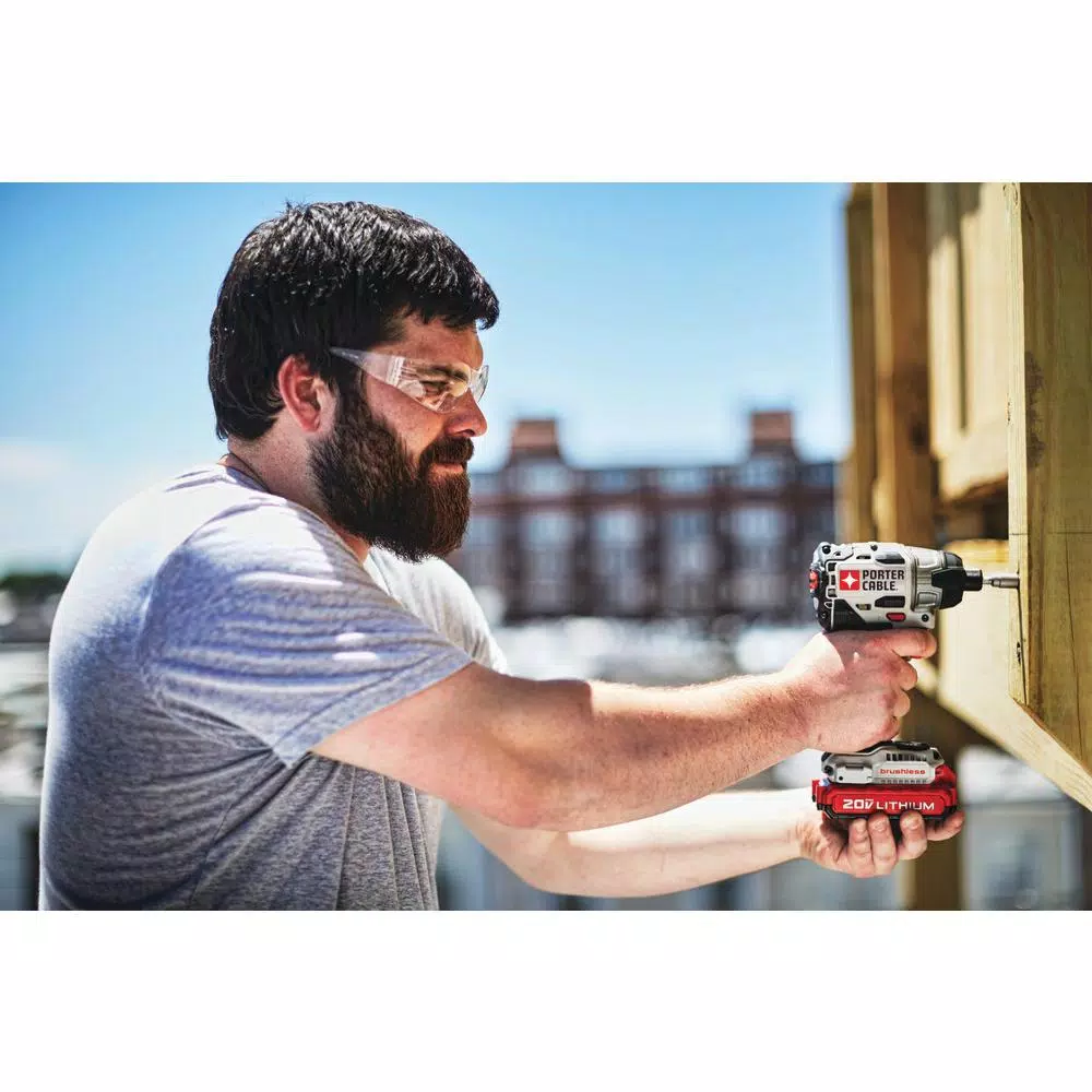 Porter-Cable 20V MAX Brushless Cordless 1/4 in. Impact Driver Kit with 2 1.5 Ah Batteries and Charger