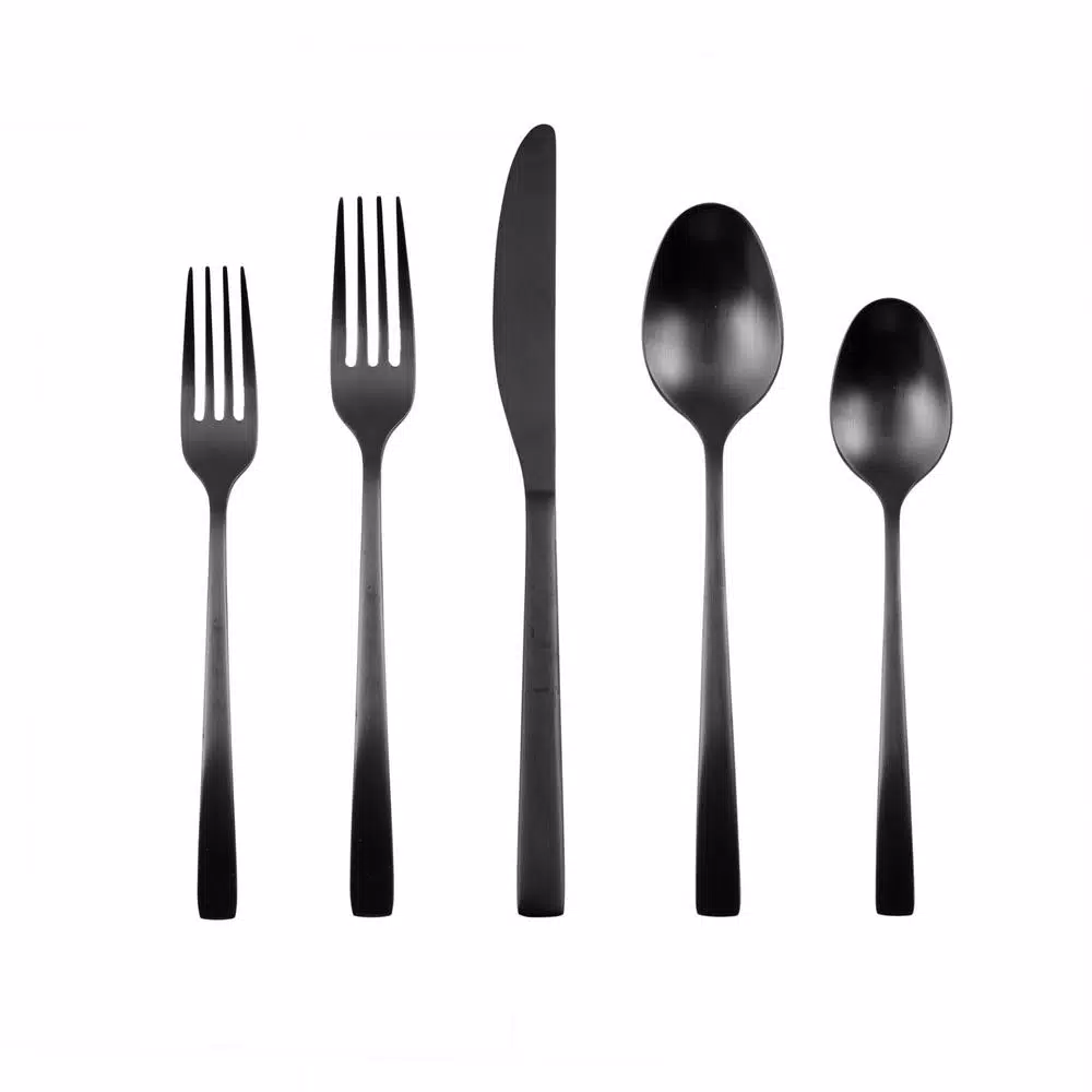 Fiesta Spark Black Satin 18/0 Stainless Steel 20-Piece Flatware Set, Service for 4