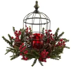 Nearly Natural Pine Berry Birdhouse Candelabrum Holiday Indoor Tabletop Decor thumbnail 1