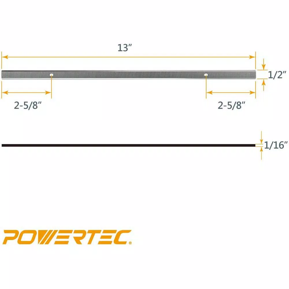 POWERTEC 13 in. High Speed Steel Planer Knives for Ryobi AP1300, Set of 2