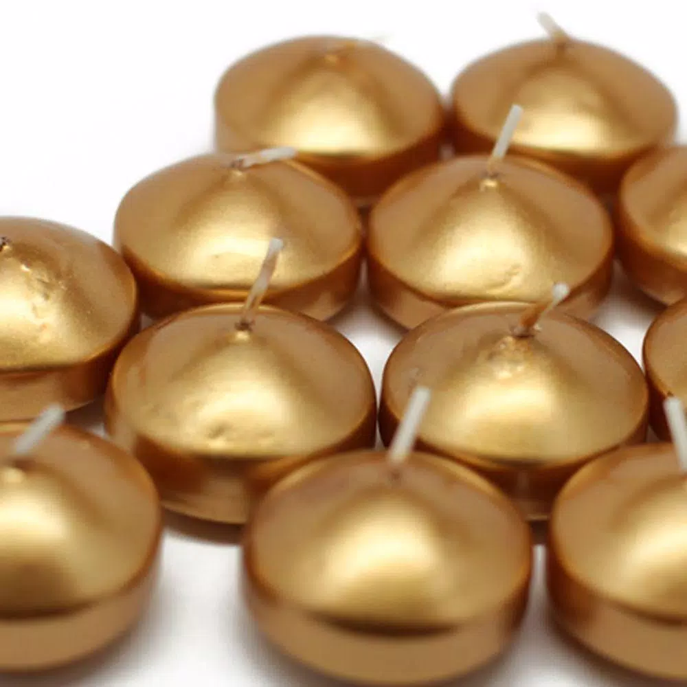 Zest Candle 1.75 in. Metallic Gold Floating Candles, 24 Count