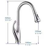 Vanity Art Chrome Single-Handle Pull-Down Kitchen Faucet with 360 Degree Swivel Spout thumbnail 9